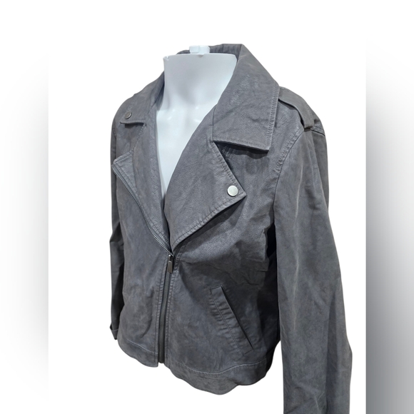Women's Gray Moto‎ Jacket The Loft Size 12 - Picture 3 of 6